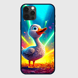 Чехол для iPhone 12 Pro Веселая уточка, цвет: 3D-черный