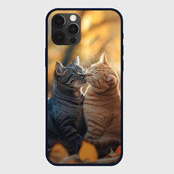 Чехол для iPhone 12 Pro Кот и кошка целуются, цвет: 3D-черный