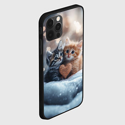 Чехол для iPhone 12 Pro Влюбленные котята с сердечком, цвет: 3D-черный — фото 2