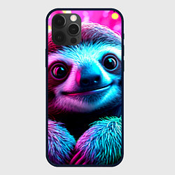 Чехол для iPhone 12 Pro Ленивец в розовом, цвет: 3D-черный