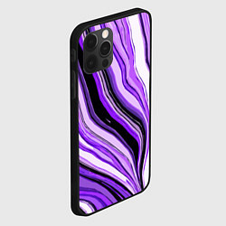 Чехол для iPhone 12 Pro Волнистые вертикальные чёрно-фиолетовые полосы, цвет: 3D-черный — фото 2