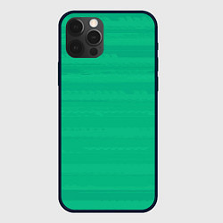 Чехол для iPhone 12 Pro Изумрудный зелёный однотонный с полосами, цвет: 3D-черный