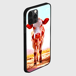 Чехол для iPhone 12 Pro Корова в розовом, цвет: 3D-черный — фото 2