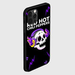 Чехол для iPhone 12 Pro Red Hot Chili Peppers неоновый череп, цвет: 3D-черный — фото 2