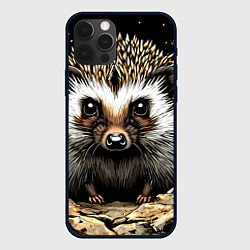 Чехол для iPhone 12 Pro Ёжик на черном, цвет: 3D-черный