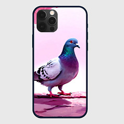 Чехол для iPhone 12 Pro Голубь в розовом, цвет: 3D-черный