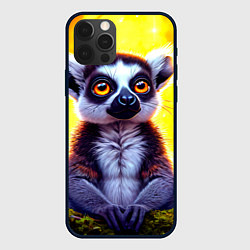 Чехол для iPhone 12 Pro Лемур желтый закат, цвет: 3D-черный