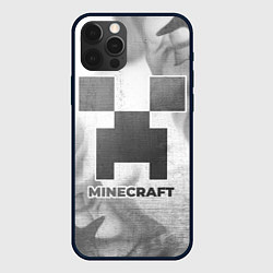 Чехол для iPhone 12 Pro Minecraft - white gradient, цвет: 3D-черный
