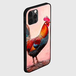 Чехол для iPhone 12 Pro Петух на розовом, цвет: 3D-черный — фото 2