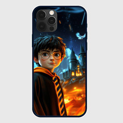 Чехол для iPhone 12 Pro Гарри Поттер на фоне огня, цвет: 3D-черный