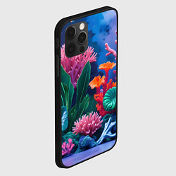 Чехол для iPhone 12 Pro Подводные кораллы, цвет: 3D-черный — фото 2