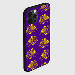 Чехол для iPhone 12 Pro Золотые птички на индиго, цвет: 3D-черный — фото 2