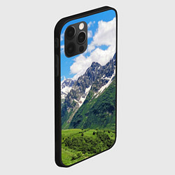 Чехол для iPhone 12 Pro Домбай - горный пейзаж на Северном Кавказе, цвет: 3D-черный — фото 2