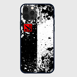 Чехол для iPhone 12 Pro Дота 2 - белые брызги, цвет: 3D-черный