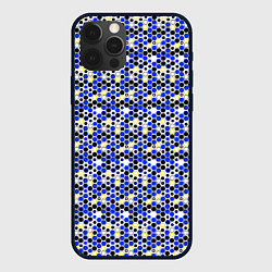 Чехол для iPhone 12 Pro Киберпанк шестиугольники синие, цвет: 3D-черный