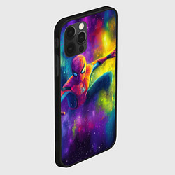 Чехол для iPhone 12 Pro Человек - паук радужные краски, цвет: 3D-черный — фото 2
