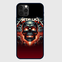 Чехол для iPhone 12 Pro Metallica - fire skull, цвет: 3D-черный