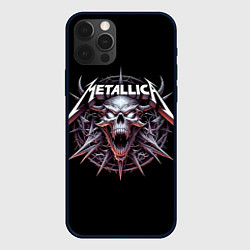 Чехол для iPhone 12 Pro Metallica - cool skull with horns, цвет: 3D-черный
