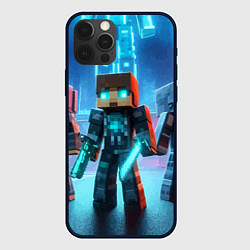 Чехол для iPhone 12 Pro Minecraft - ai art neon glow, цвет: 3D-черный