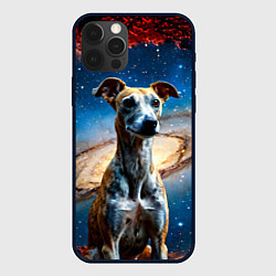 Чехол для iPhone 12 Pro Уиппет в космосе, цвет: 3D-черный