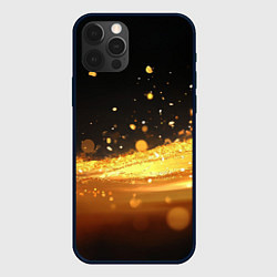 Чехол iPhone 12 Pro Золотые блестки на черном фоне