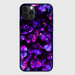 Чехол для iPhone 12 Pro Флуоресцентные цветы, цвет: 3D-черный