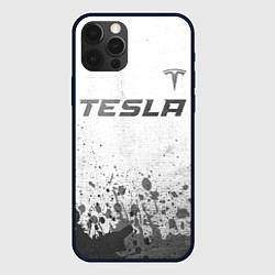 Чехол для iPhone 12 Pro Tesla - white gradient посередине, цвет: 3D-черный