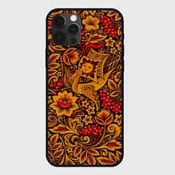 Чехол для iPhone 12 Pro Летучий корабль в стиле хохломской росписи, цвет: 3D-черный