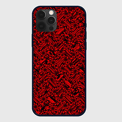 Чехол для iPhone 12 Pro Красный с чёрным узоры, цвет: 3D-черный