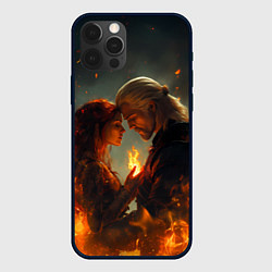 Чехол для iPhone 12 Pro Ведьмак и Трисс огненная стихия, цвет: 3D-черный