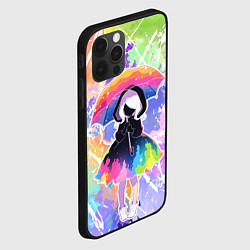 Чехол для iPhone 12 Pro Девочка под дождём арт, цвет: 3D-черный — фото 2