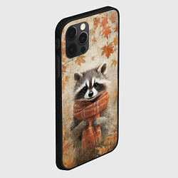 Чехол для iPhone 12 Pro Осенней енот в шарфе, цвет: 3D-черный — фото 2