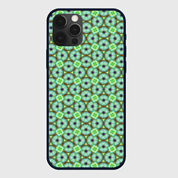 Чехол для iPhone 12 Pro Зелено-голубой калейдоскоп, цвет: 3D-черный