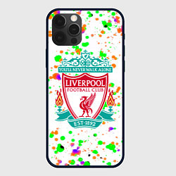 Чехол для iPhone 12 Pro Liverpool брызги красок текстура, цвет: 3D-черный