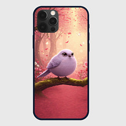 Чехол для iPhone 12 Pro Сиреневая птица в розовом цветущем лесу, цвет: 3D-черный