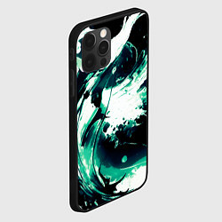 Чехол для iPhone 12 Pro Чёрно-зелёный абстракция волна, цвет: 3D-черный — фото 2