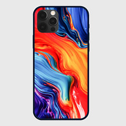 Чехол iPhone 12 Pro Красно-синие масляные краски смешение абстракция