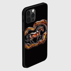 Чехол для iPhone 12 Pro Стилизованная бегущая янтарная лошадь, цвет: 3D-черный — фото 2