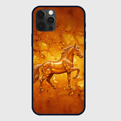 Чехол для iPhone 12 Pro Лошадь из желтого янтаря, цвет: 3D-черный