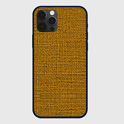 Чехол для iPhone 12 Pro Текстура мешковина горчичный, цвет: 3D-черный