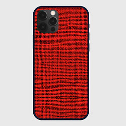 Чехол для iPhone 12 Pro Мешковина красная имитация, цвет: 3D-черный