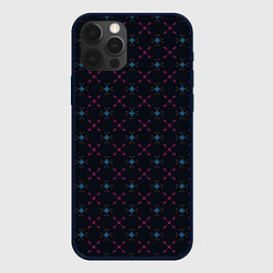 Чехол для iPhone 12 Pro Розовые и голубые перекрестия, цвет: 3D-черный