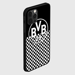 Чехол для iPhone 12 Pro Borussia шахматная клетка, цвет: 3D-черный — фото 2