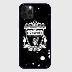 Чехол для iPhone 12 Pro Liverpool белые текстура краски, цвет: 3D-черный