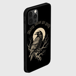 Чехол для iPhone 12 Pro Ворона сидит на ветке на фоне полной луны, цвет: 3D-черный — фото 2