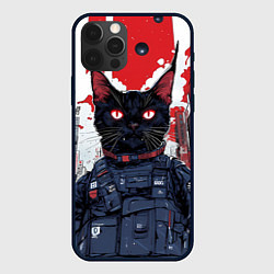 Чехол для iPhone 12 Pro Киберпанк - черный кот, цвет: 3D-черный