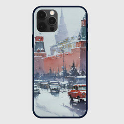 Чехол для iPhone 12 Pro Старинная Москва - новый год, цвет: 3D-черный