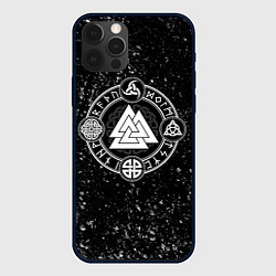 Чехол для iPhone 12 Pro Валькнут и символы в круге, цвет: 3D-черный