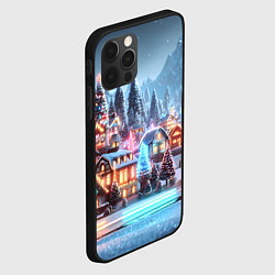 Чехол для iPhone 12 Pro Городок в новогодних огоньках, цвет: 3D-черный — фото 2