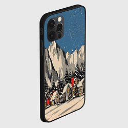 Чехол для iPhone 12 Pro Небольшой новогодний город в горах, цвет: 3D-черный — фото 2